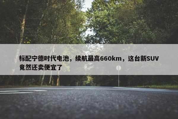 标配宁德时代电池，续航最高660km，这台新SUV竟然还卖便宜了