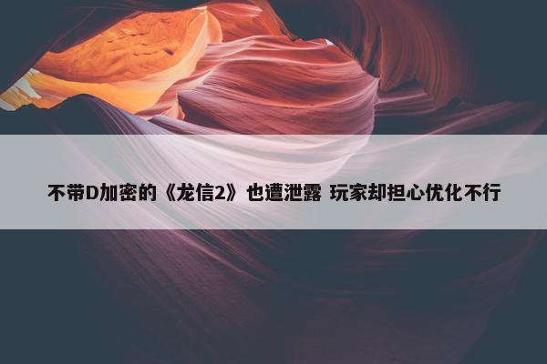 不带D加密的《龙信2》也遭泄露 玩家却担心优化不行