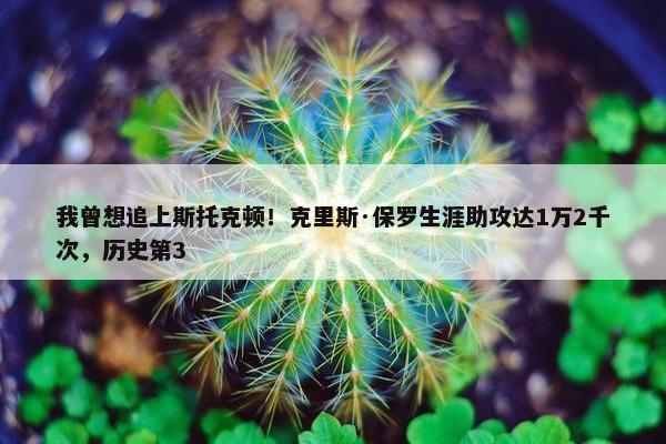 我曾想追上斯托克顿！克里斯·保罗生涯助攻达1万2千次，历史第3