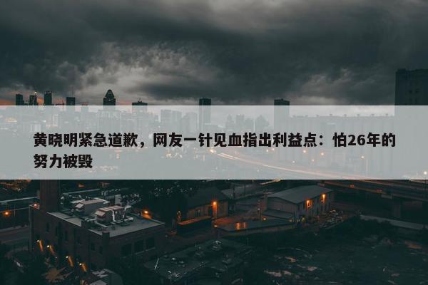 黄晓明紧急道歉，网友一针见血指出利益点：怕26年的努力被毁