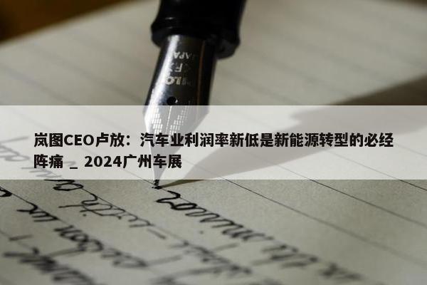 岚图CEO卢放：汽车业利润率新低是新能源转型的必经阵痛 _ 2024广州车展