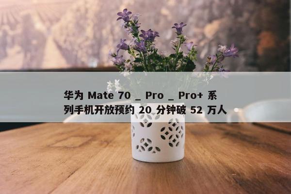 华为 Mate 70 _ Pro _ Pro+ 系列手机开放预约 20 分钟破 52 万人