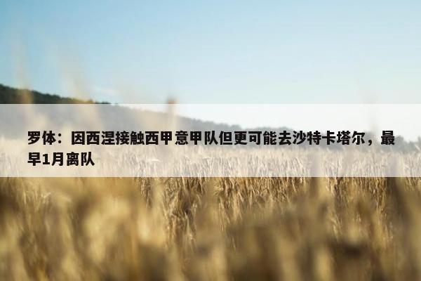 罗体：因西涅接触西甲意甲队但更可能去沙特卡塔尔，最早1月离队