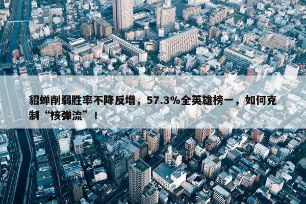 貂蝉削弱胜率不降反增，57.3%全英雄榜一，如何克制“核弹流”！