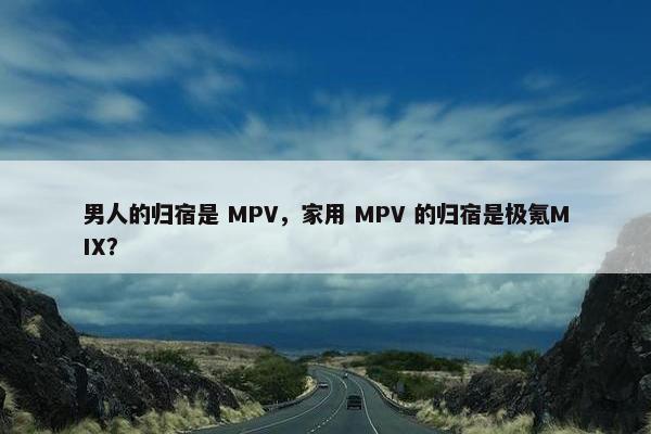 男人的归宿是 MPV，家用 MPV 的归宿是极氪MIX？