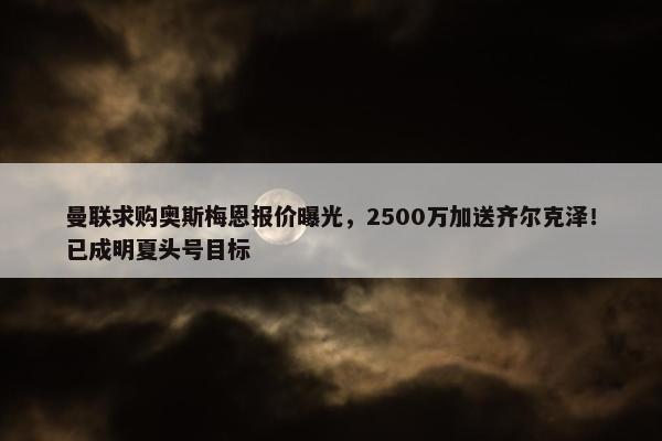 曼联求购奥斯梅恩报价曝光，2500万加送齐尔克泽！已成明夏头号目标