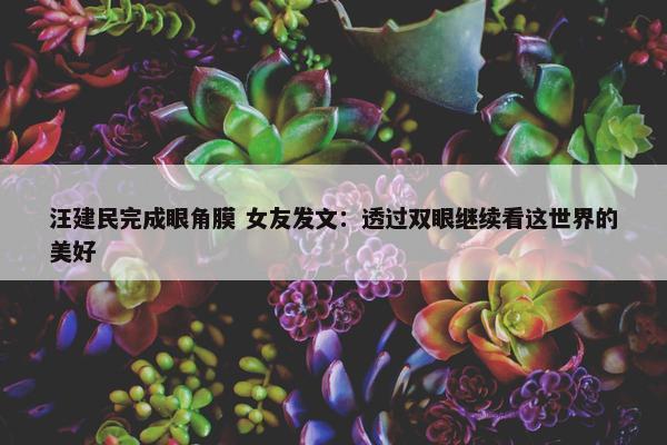 汪建民完成眼角膜 女友发文：透过双眼继续看这世界的美好