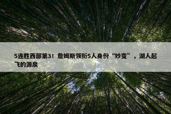 5连胜西部第3！詹姆斯领衔5人身份“妙变”，湖人起飞的源泉