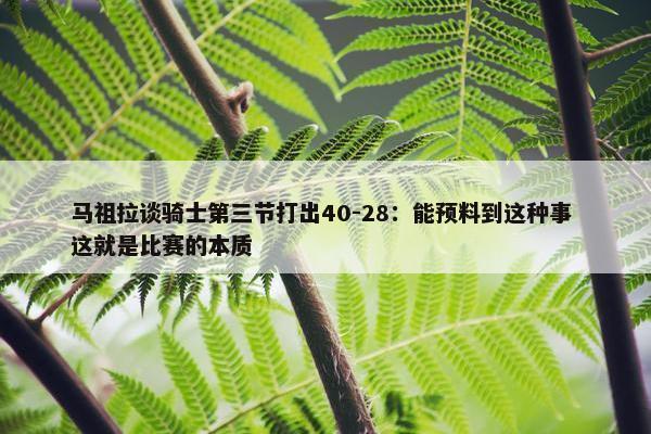 马祖拉谈骑士第三节打出40-28：能预料到这种事 这就是比赛的本质