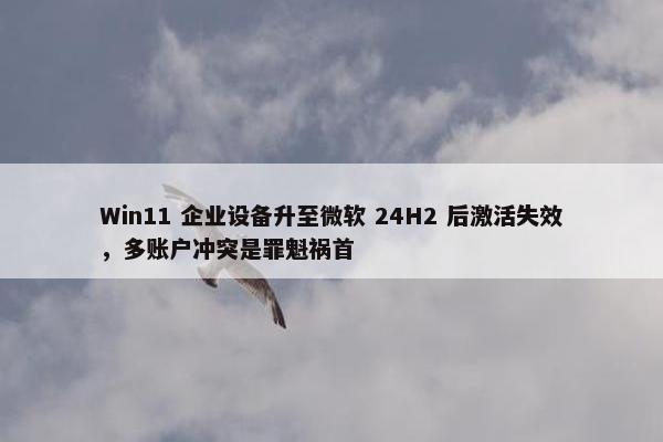 Win11 企业设备升至微软 24H2 后激活失效，多账户冲突是罪魁祸首