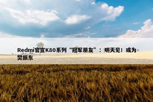 Redmi官宣K80系列“冠军朋友”：明天见！或为樊振东