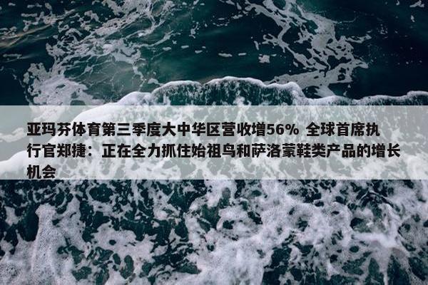 亚玛芬体育第三季度大中华区营收增56% 全球首席执行官郑捷：正在全力抓住始祖鸟和萨洛蒙鞋类产品的增长机会