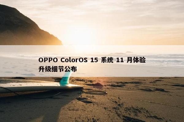 OPPO ColorOS 15 系统 11 月体验升级细节公布