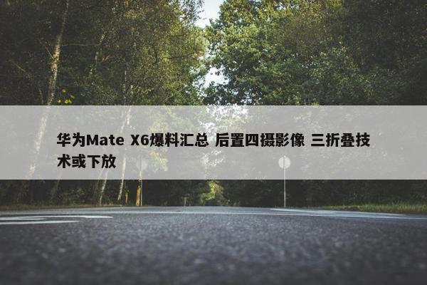 华为Mate X6爆料汇总 后置四摄影像 三折叠技术或下放