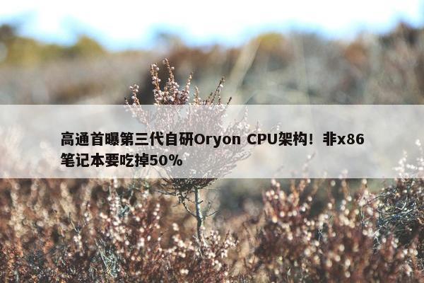 高通首曝第三代自研Oryon CPU架构！非x86笔记本要吃掉50％