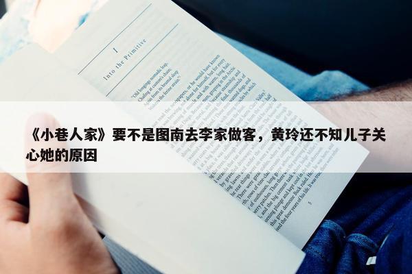 《小巷人家》要不是图南去李家做客，黄玲还不知儿子关心她的原因