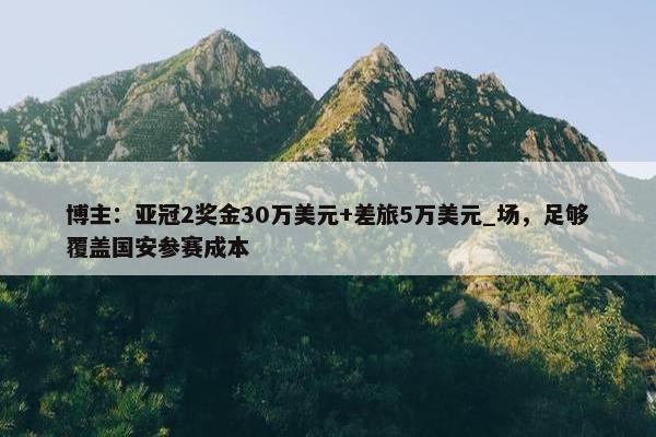 博主：亚冠2奖金30万美元+差旅5万美元_场，足够覆盖国安参赛成本