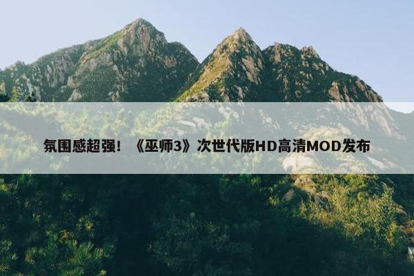 氛围感超强！《巫师3》次世代版HD高清MOD发布