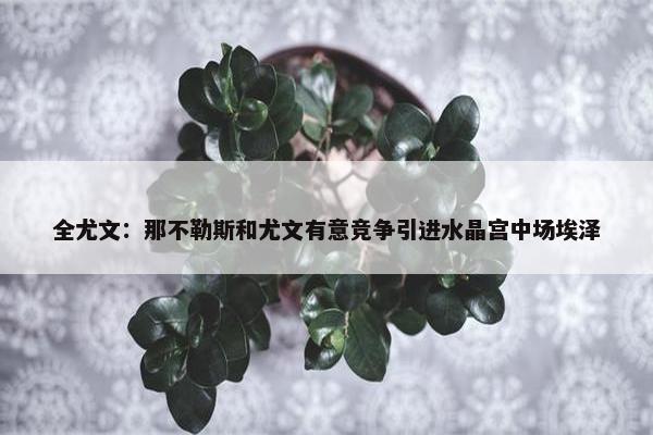 全尤文：那不勒斯和尤文有意竞争引进水晶宫中场埃泽