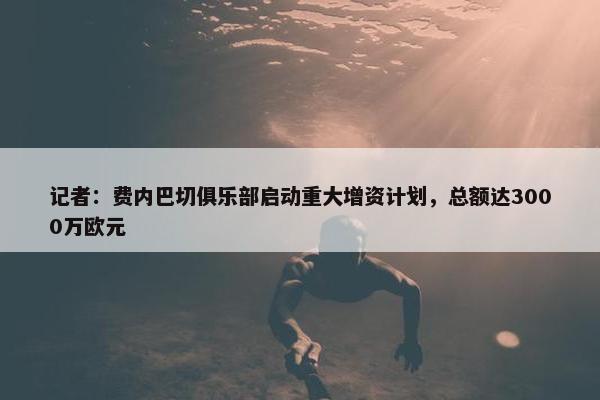 记者：费内巴切俱乐部启动重大增资计划，总额达3000万欧元