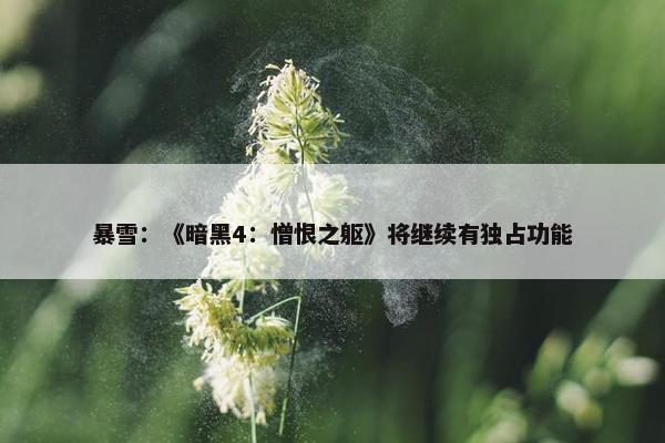 暴雪：《暗黑4：憎恨之躯》将继续有独占功能