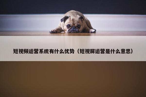 短视频运营系统有什么优势（短视屏运营是什么意思）